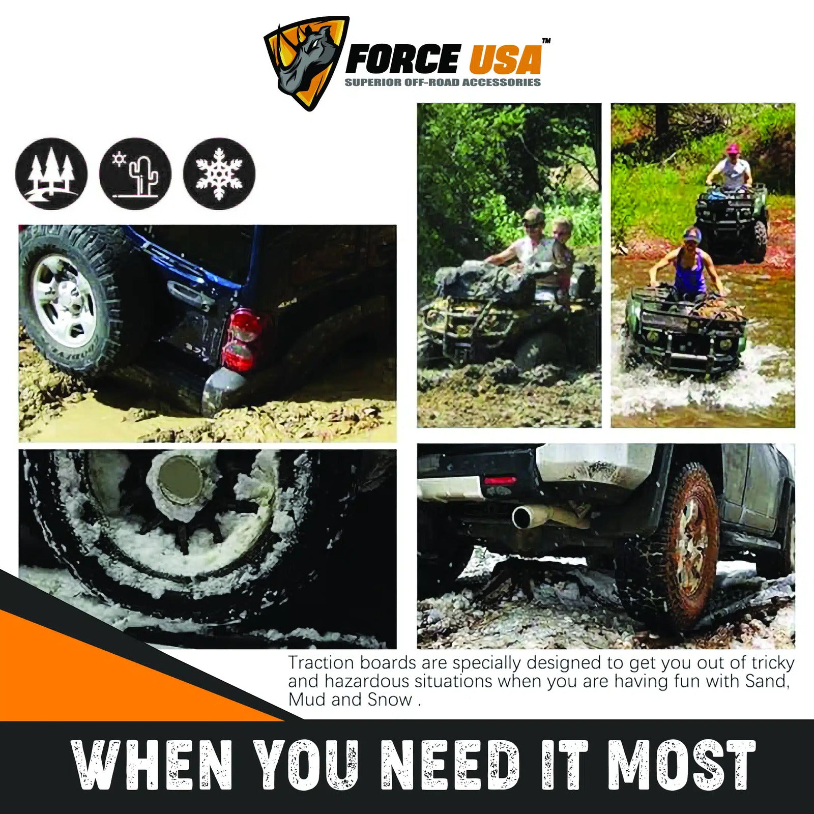 Force USA Traction Boards Off-Road Recovery Track Boards Tire Ladder 4WD - Image 7