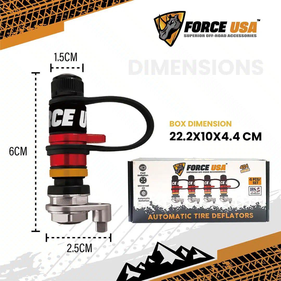 FORCE USA Rapid Deflation Valves (Short)-4-Piece Set - Image 5