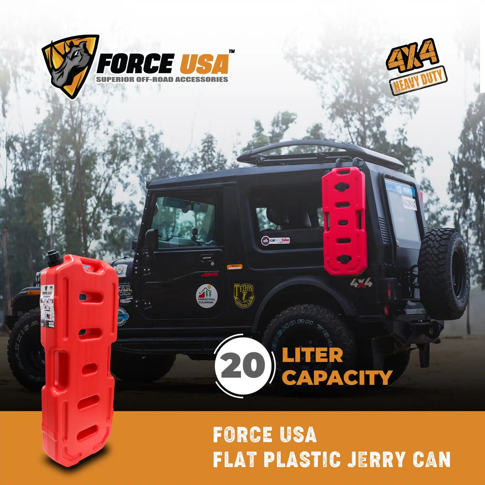FORCE USA FLAT PLASTIC JERRY CAN- 20-Liter - Image 3