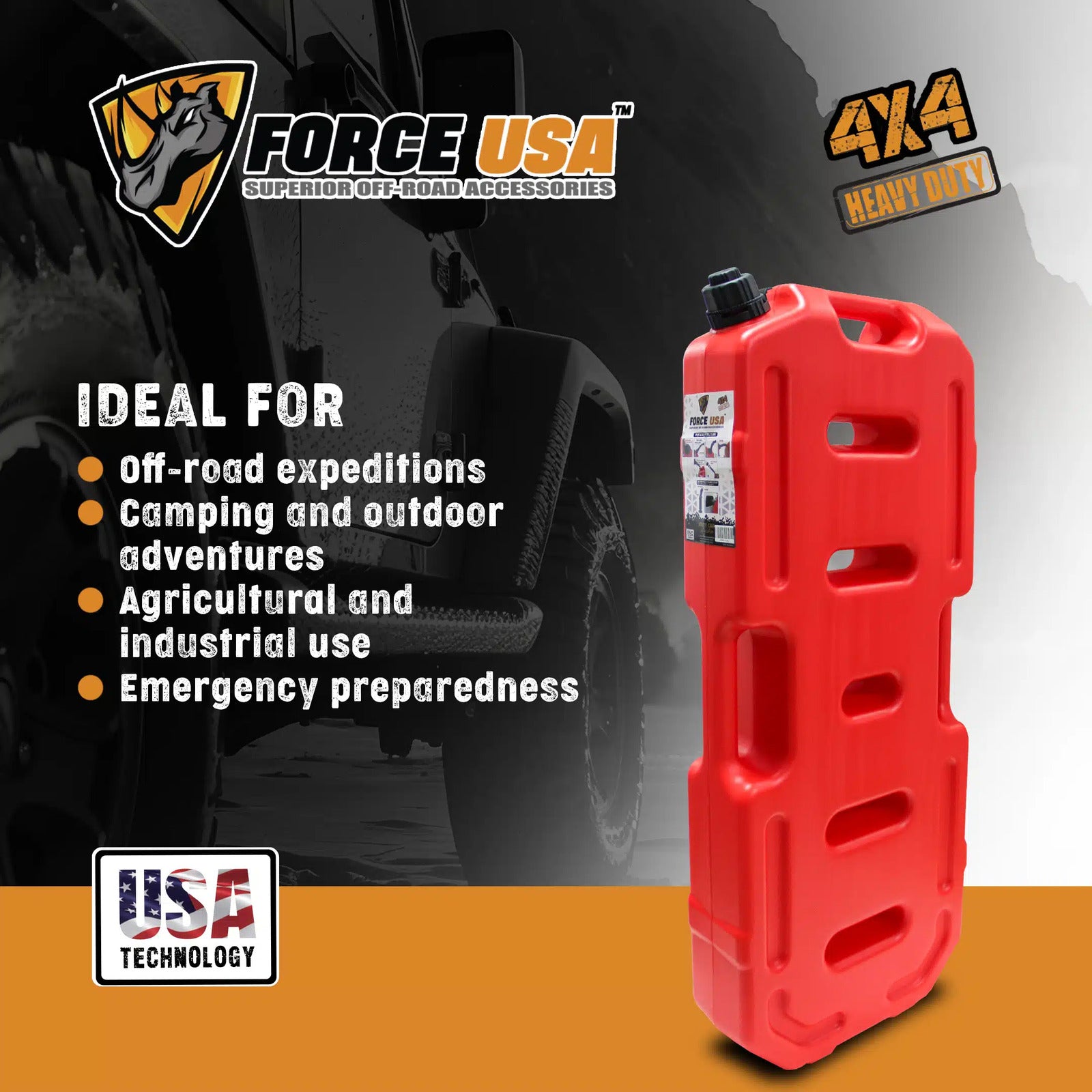 FORCE USA FLAT PLASTIC JERRY CAN- 20-Liter - Image 5