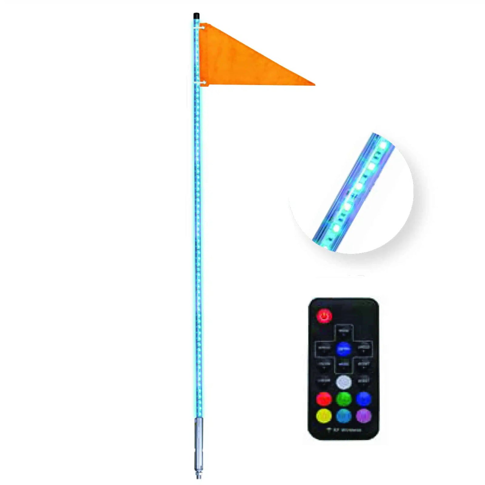 FORCE USA RGB LED Whip Lights w/Flag [Wireless Remote] [Weatherproof] Lighted