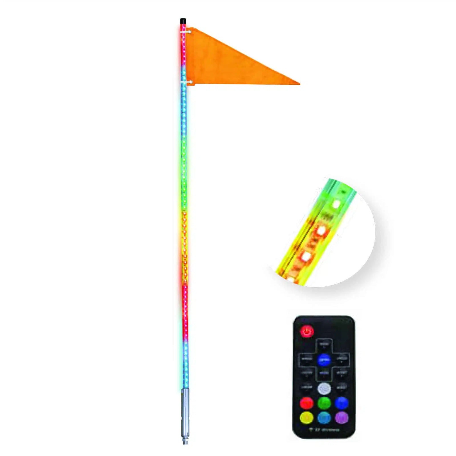FORCE USA DYNAMIC LED Whip Lights w/Flag [Wireless Remote] [Weatherproof]