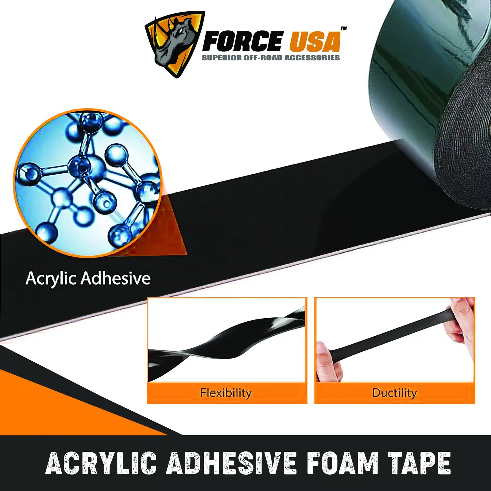 FORCE USA Foam Acrylic Double Sided Tape With Green Release Film Heavy Duty - Image 3