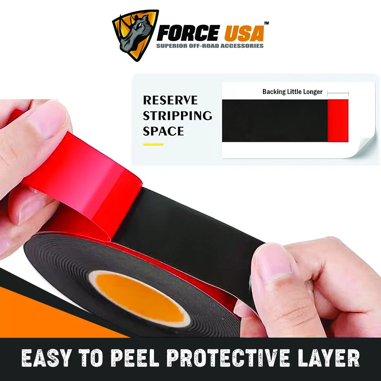 FORCE USA Grey Acrylic Double Sided Tape With Red Release Film Heavy Duty 8MM*8M - Image 2