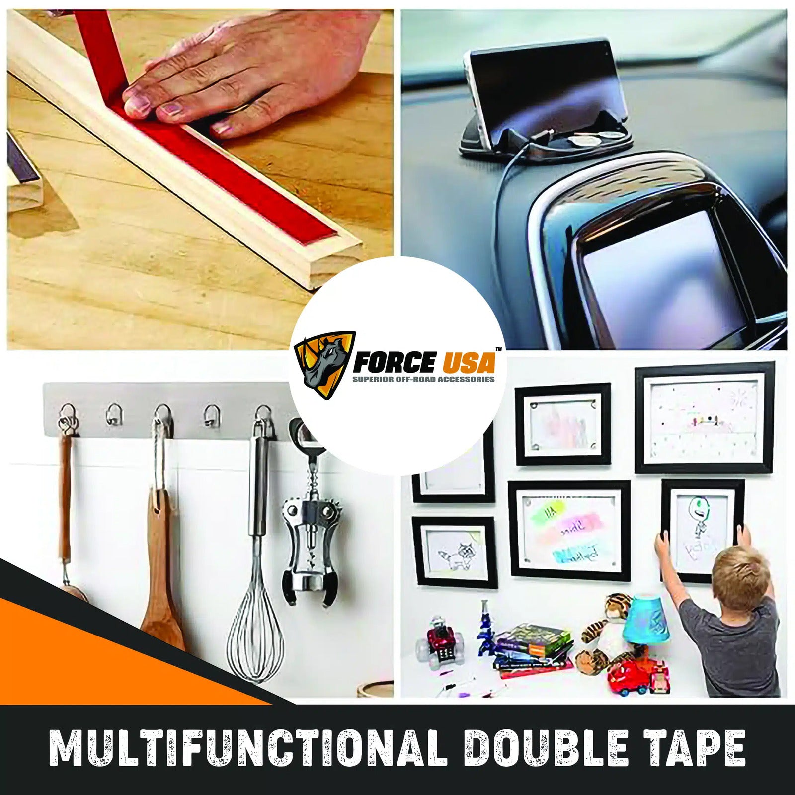FORCE USA Grey Acrylic Double Sided Tape With Red Release Film Heavy Duty - Image 4
