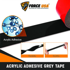 FORCE USA Grey Acrylic Double Sided Tape With Red Release Film Heavy Duty - Image 3