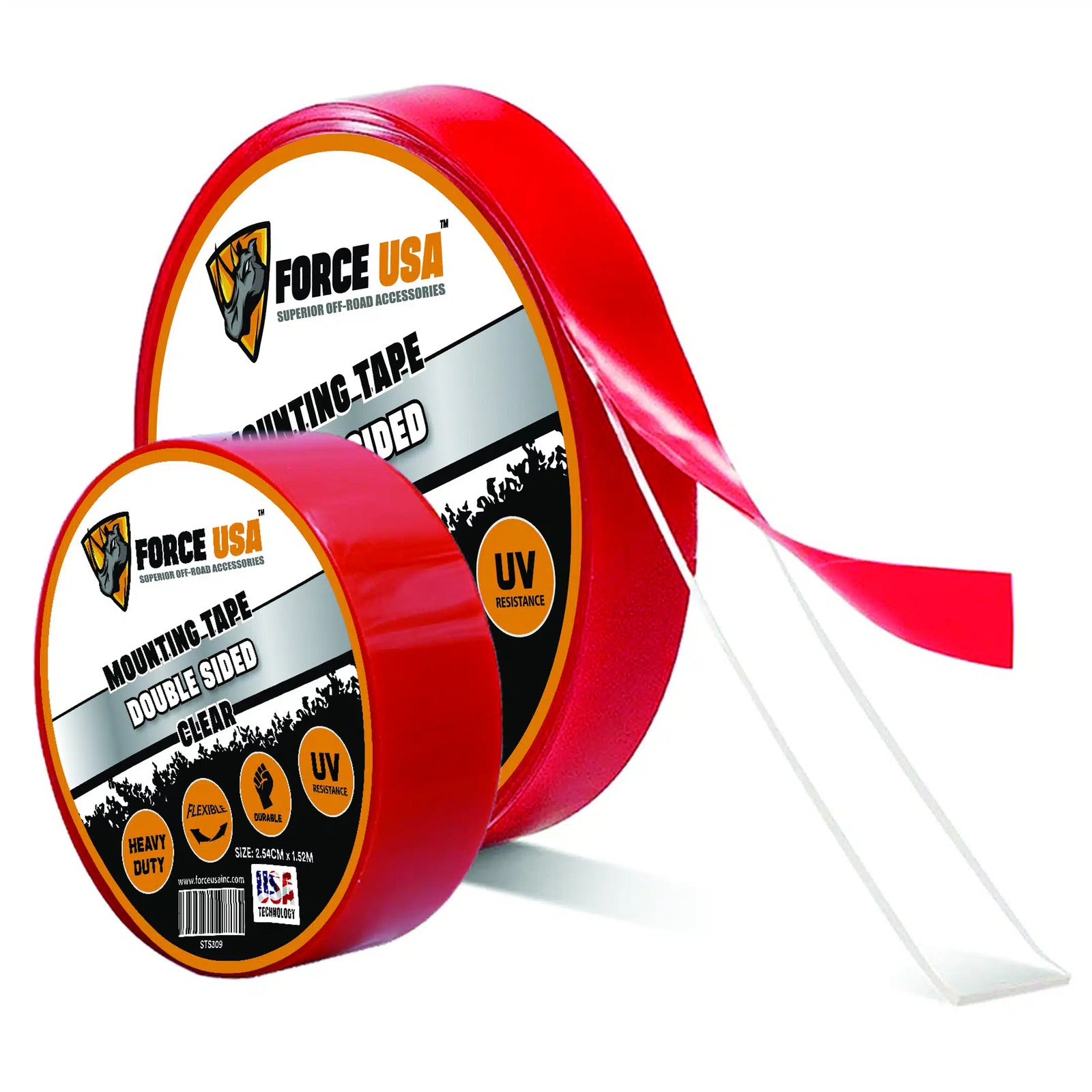 FORCE USA Clear Acrylic Double Sided Tape Heavy Duty With Red Film-15MM*7M