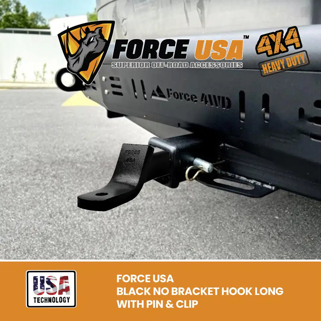 FORCE USA Heavy Duty No Bracket Hook with Pin & Clip (Black) - Image 3