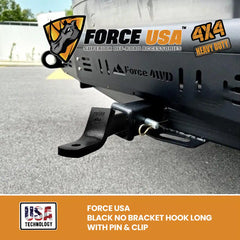 FORCE USA Heavy Duty No Bracket Hook with Pin & Clip (Black) - Image 3