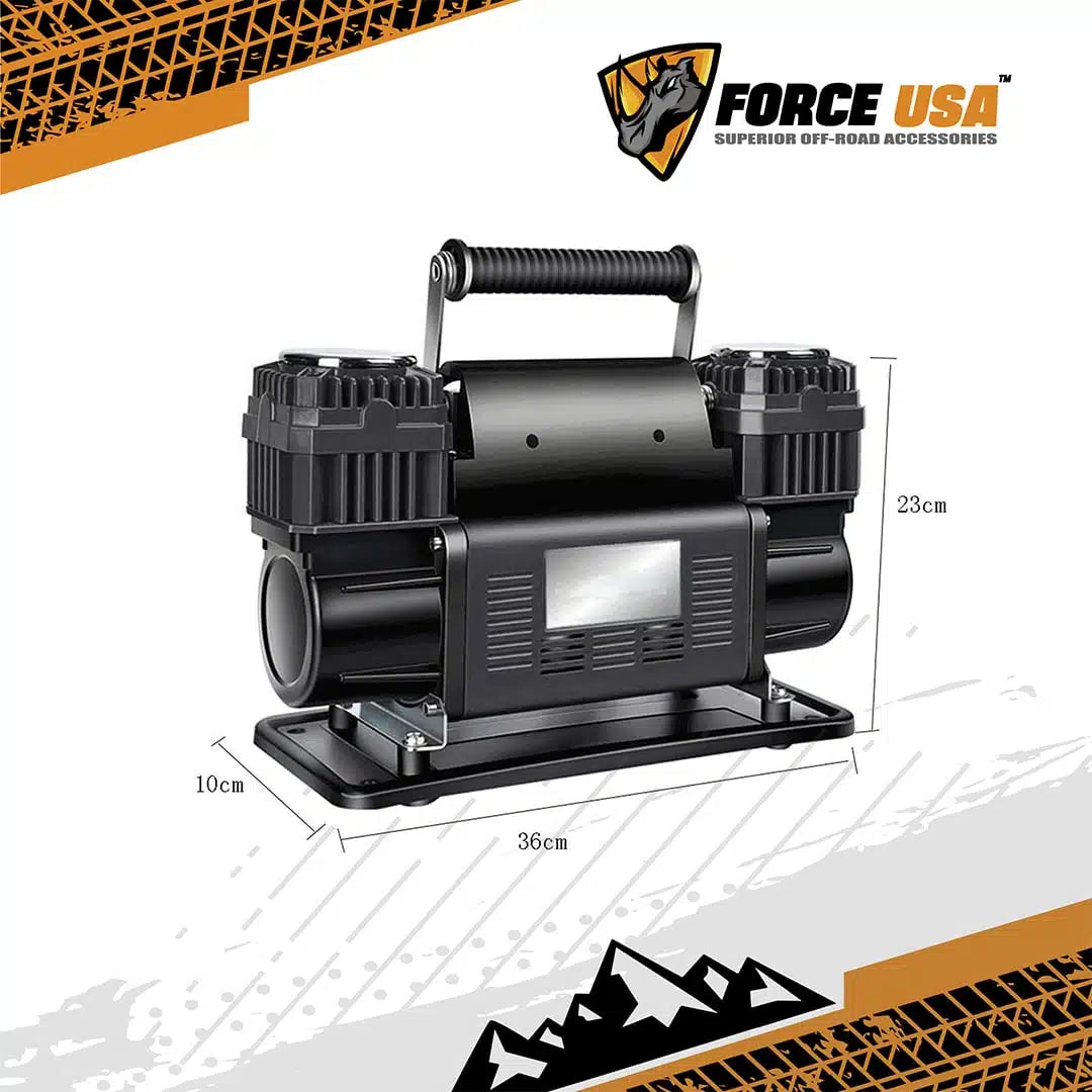 FORCE USA Heavy Duty Double Cylinder Air Compressor (Grey) - Image 2