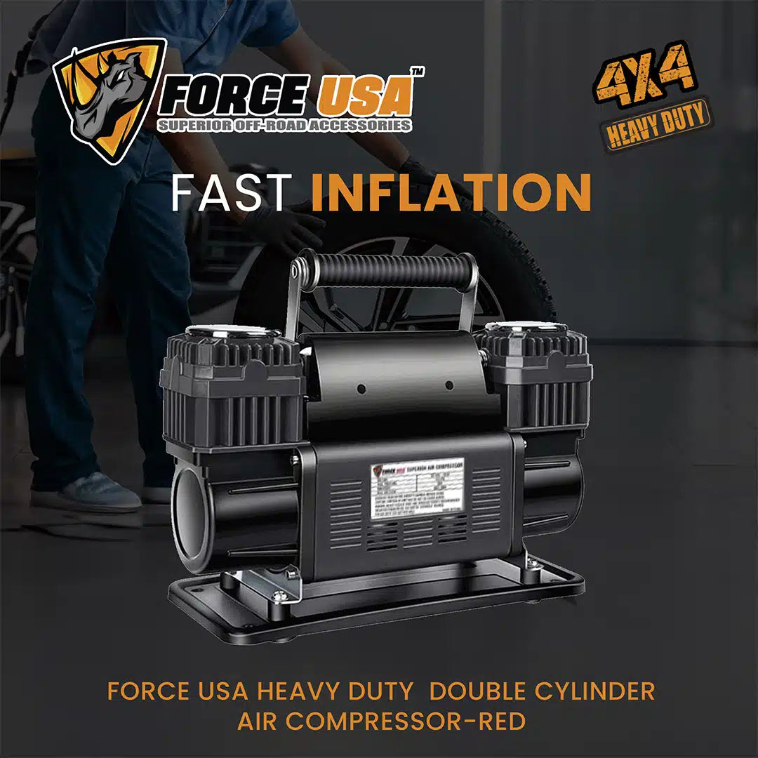 FORCE USA Heavy Duty Double Cylinder Air Compressor (Grey) - Image 3