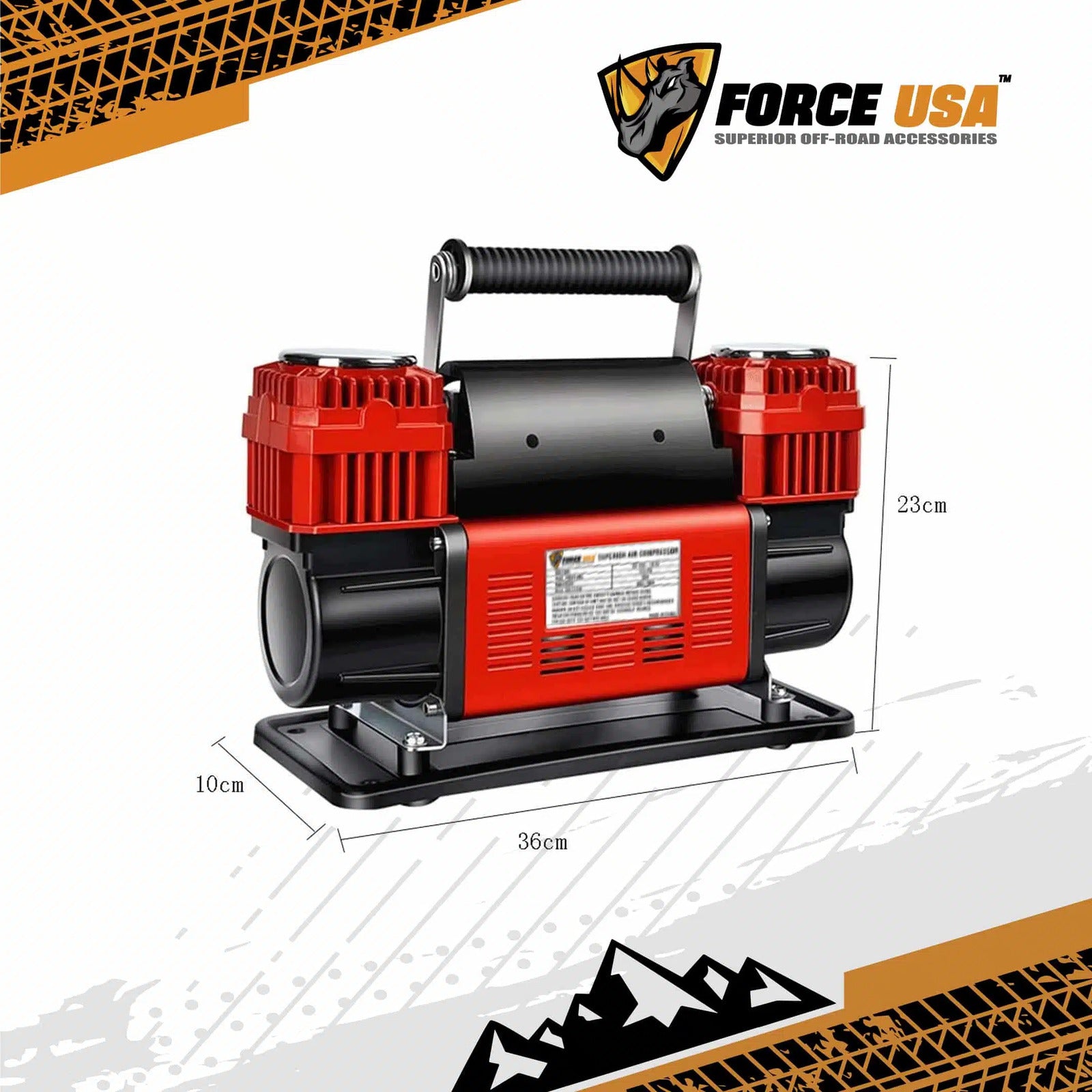 FORCE USA Heavy Duty Double Cylinder Air Compressor (Red) - Image 2