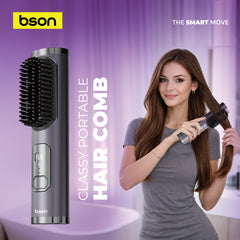 BSON Classy Portable Hair Comb-Cordless Smart Styling Brush with Digital Display, Hair Straightening and Hair Curler