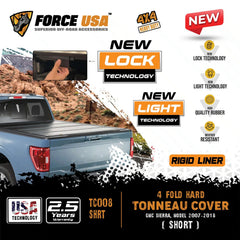 FORCE USA 4 FOLD TONNEAU COVER-GMC SIERRA-5.8FT.MODEL & 6.5FT.MODEL 2007-2018