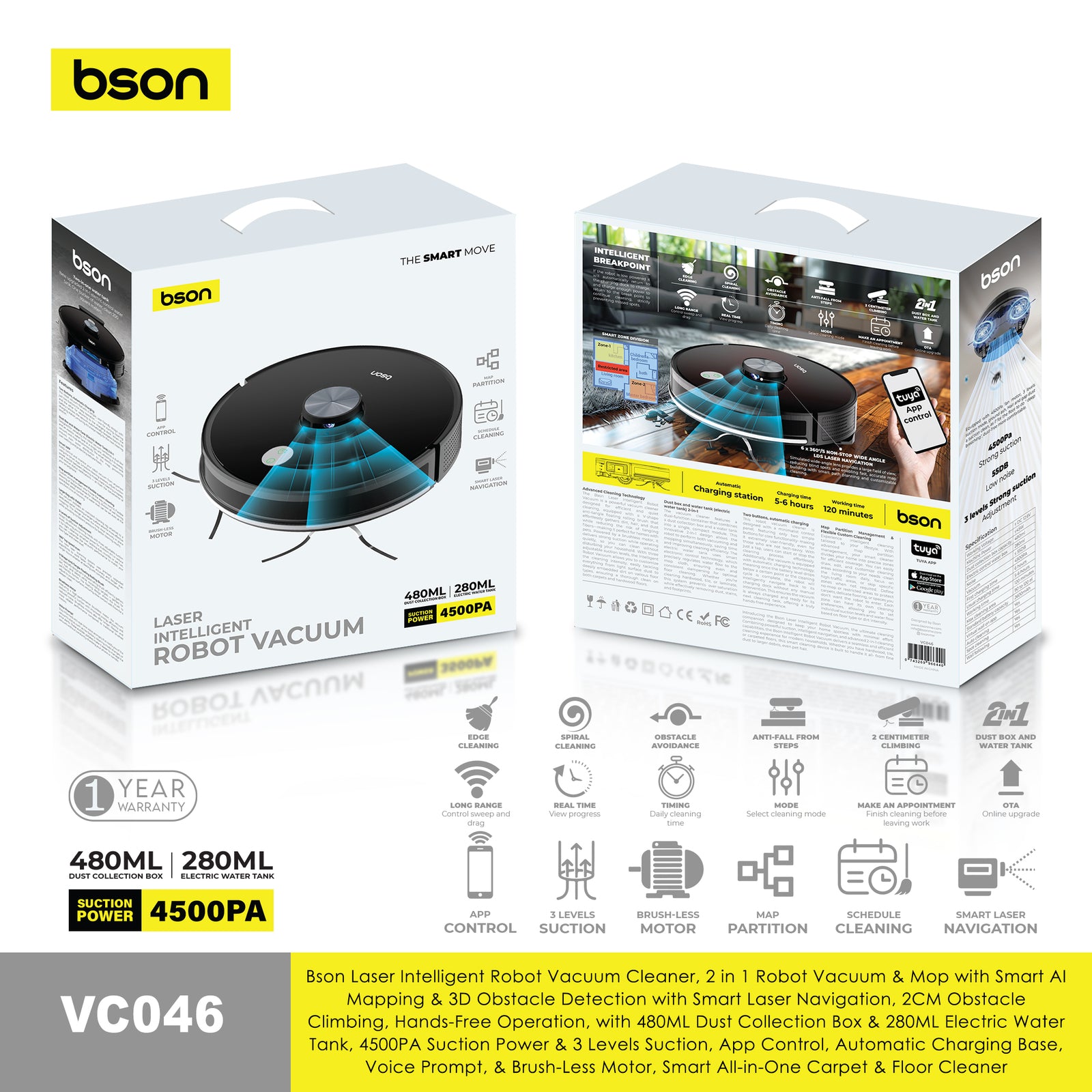Bson Laser Intelligent Robot Vacuum Cleaner - Image 6