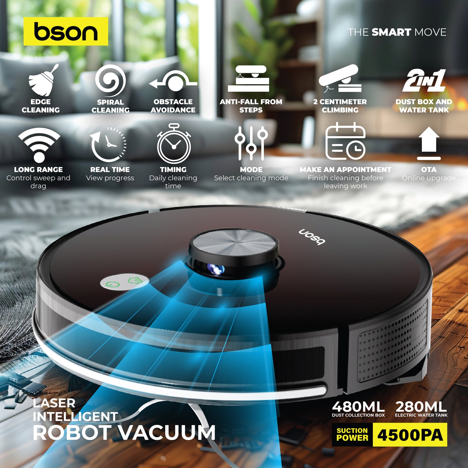 Bson Laser Intelligent Robot Vacuum Cleaner - Image 2