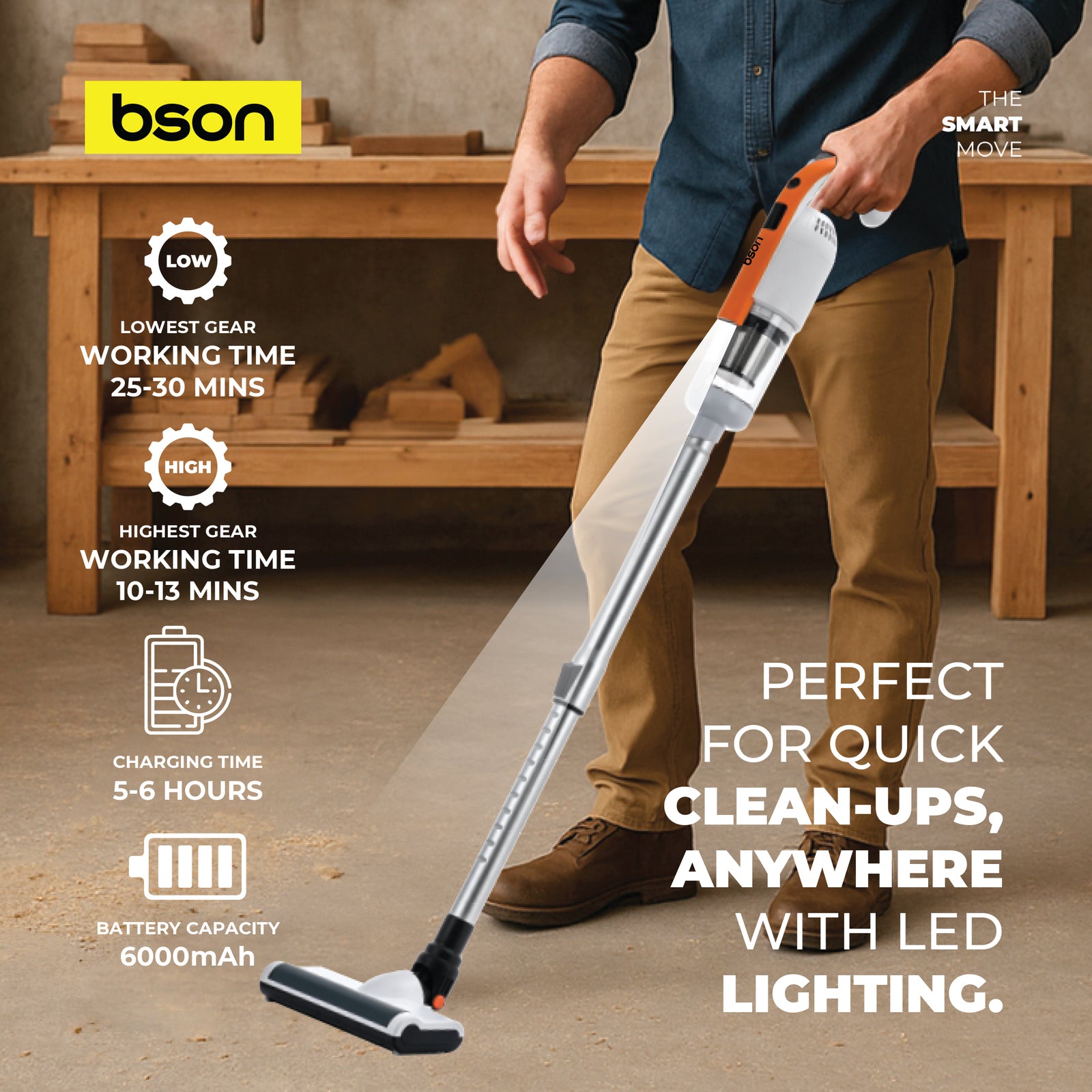 Bson Multipurpose Stick Vacuum Cleaner – 14KPa High Suction - Image 4