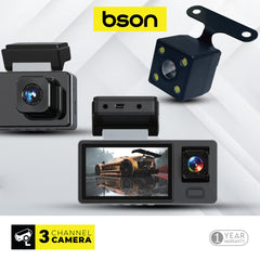 Bson Tri-Vision Dash Cam – 3-Channel Camera with 1080P Front - Image 2