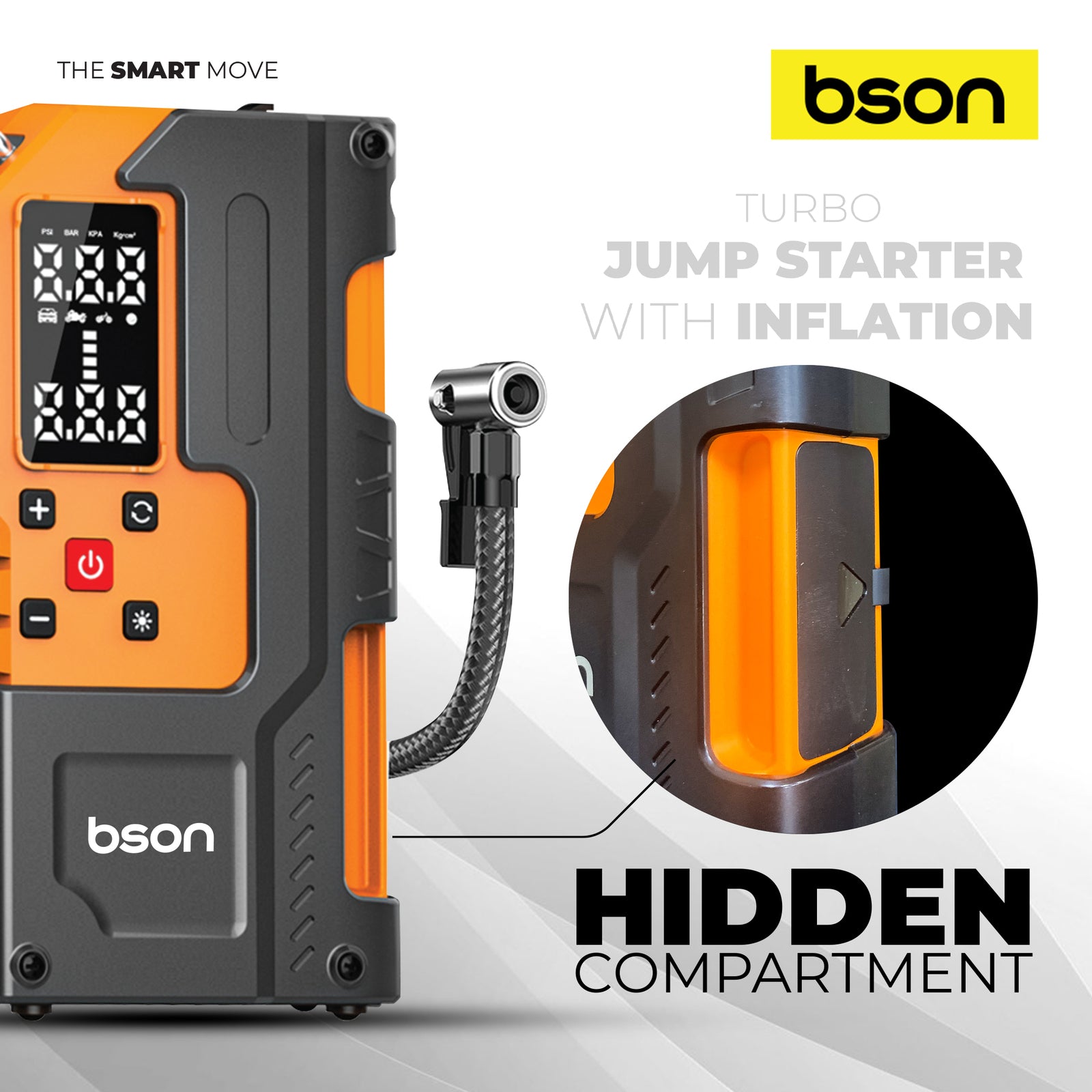 Bson Turbo Jump Starter with Air Inflator – 6-in-1 Emergency Kit - Image 3