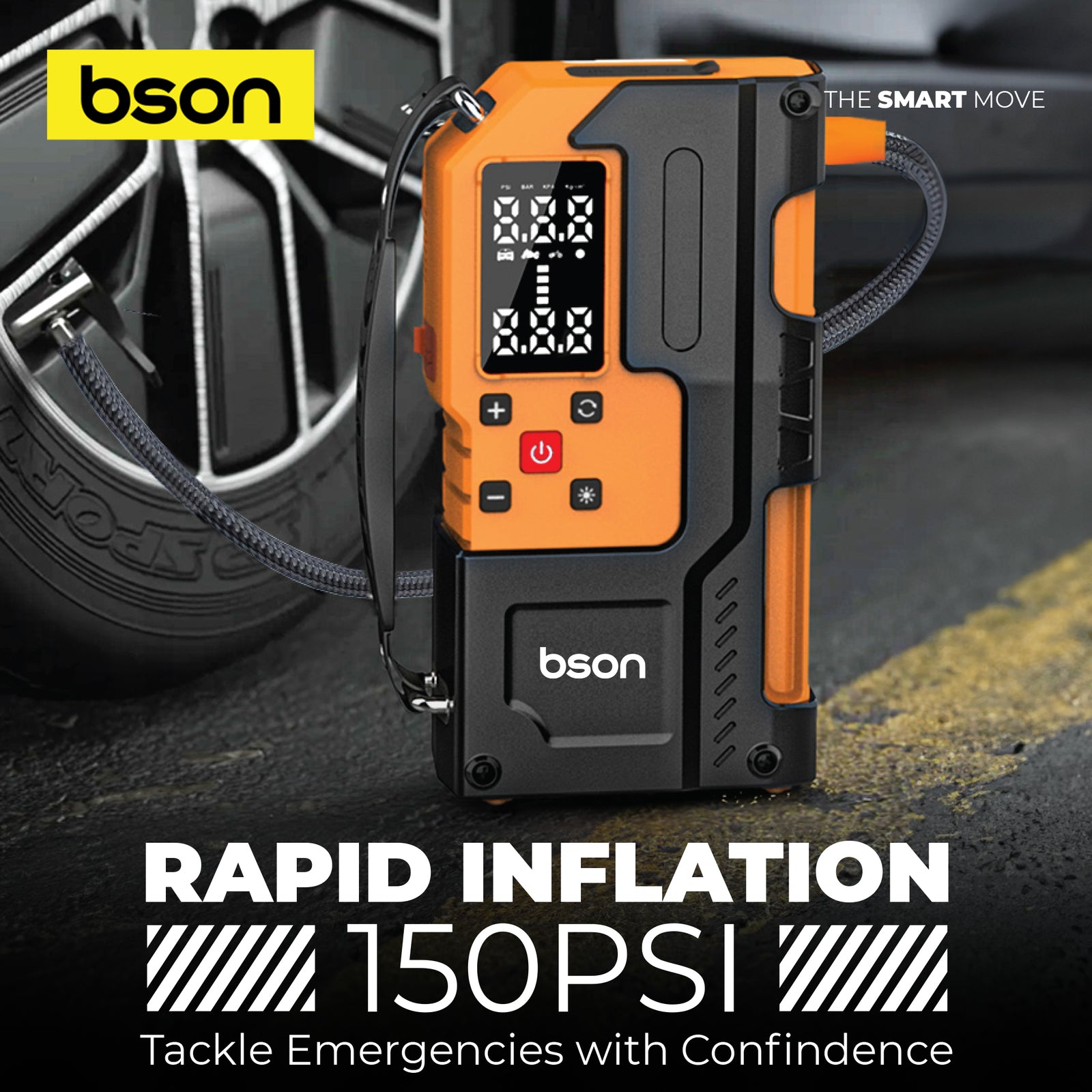 Bson Turbo Jump Starter with Air Inflator – 6-in-1 Emergency Kit - Image 6