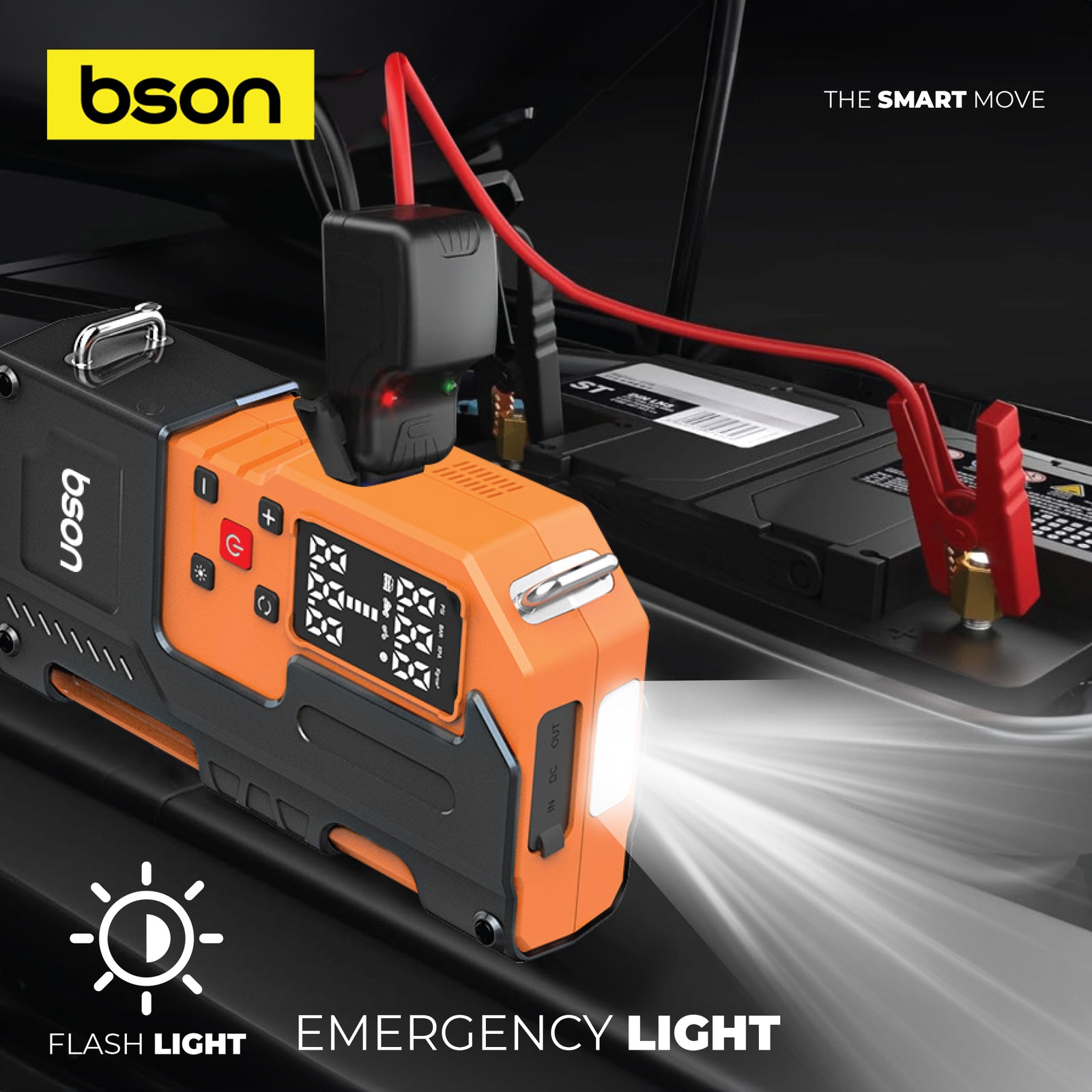 Bson Turbo Jump Starter with Air Inflator – 6-in-1 Emergency Kit - Image 8