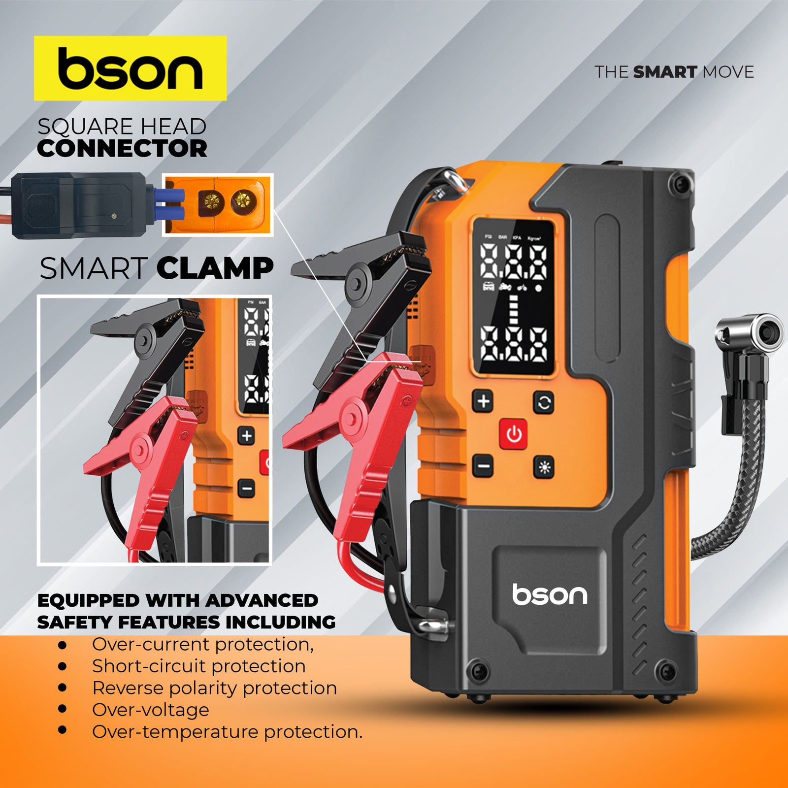 Bson Turbo Jump Starter with Air Inflator – 6-in-1 Emergency Kit - Image 10