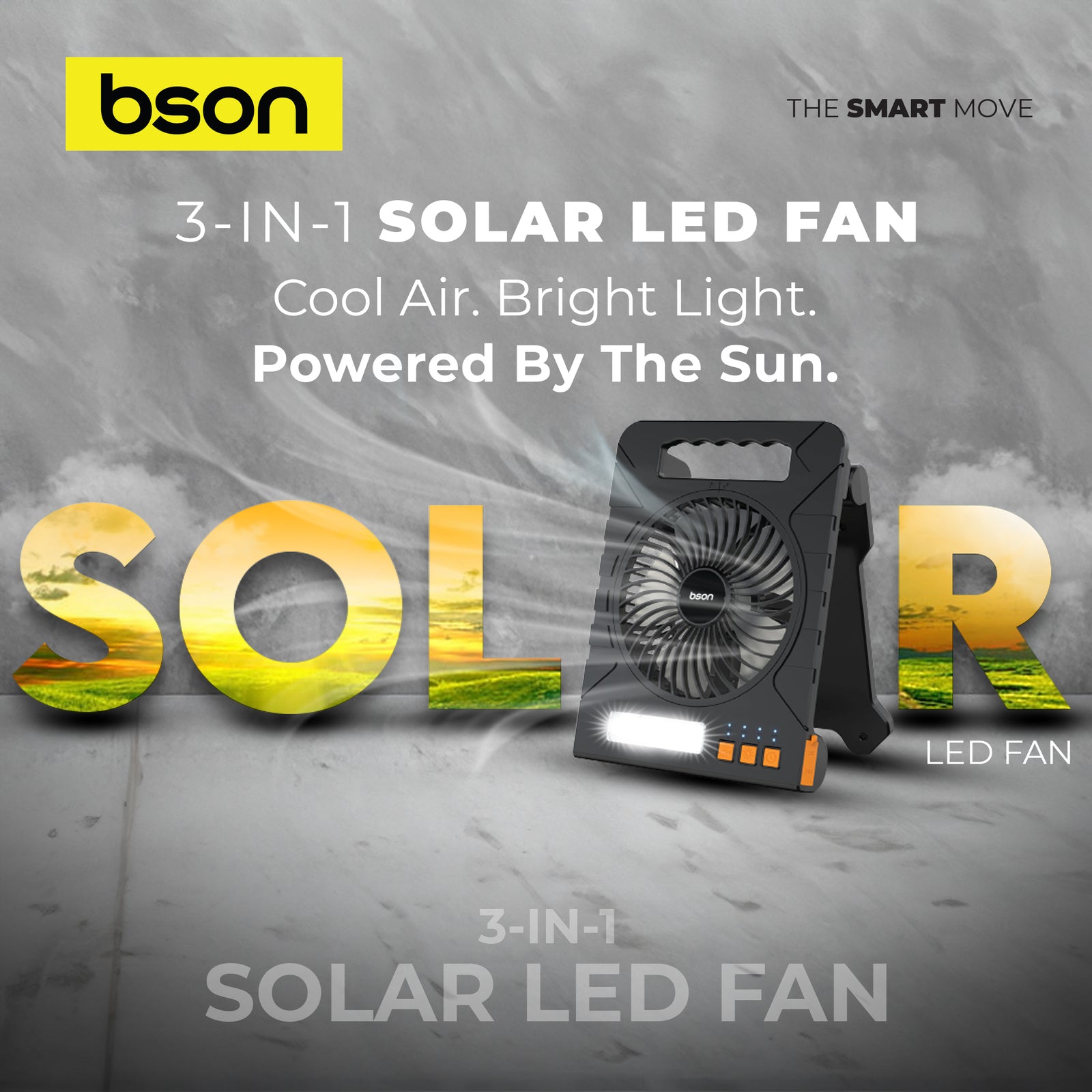 Bson 3 in 1 Solar LED Fan - Image 5