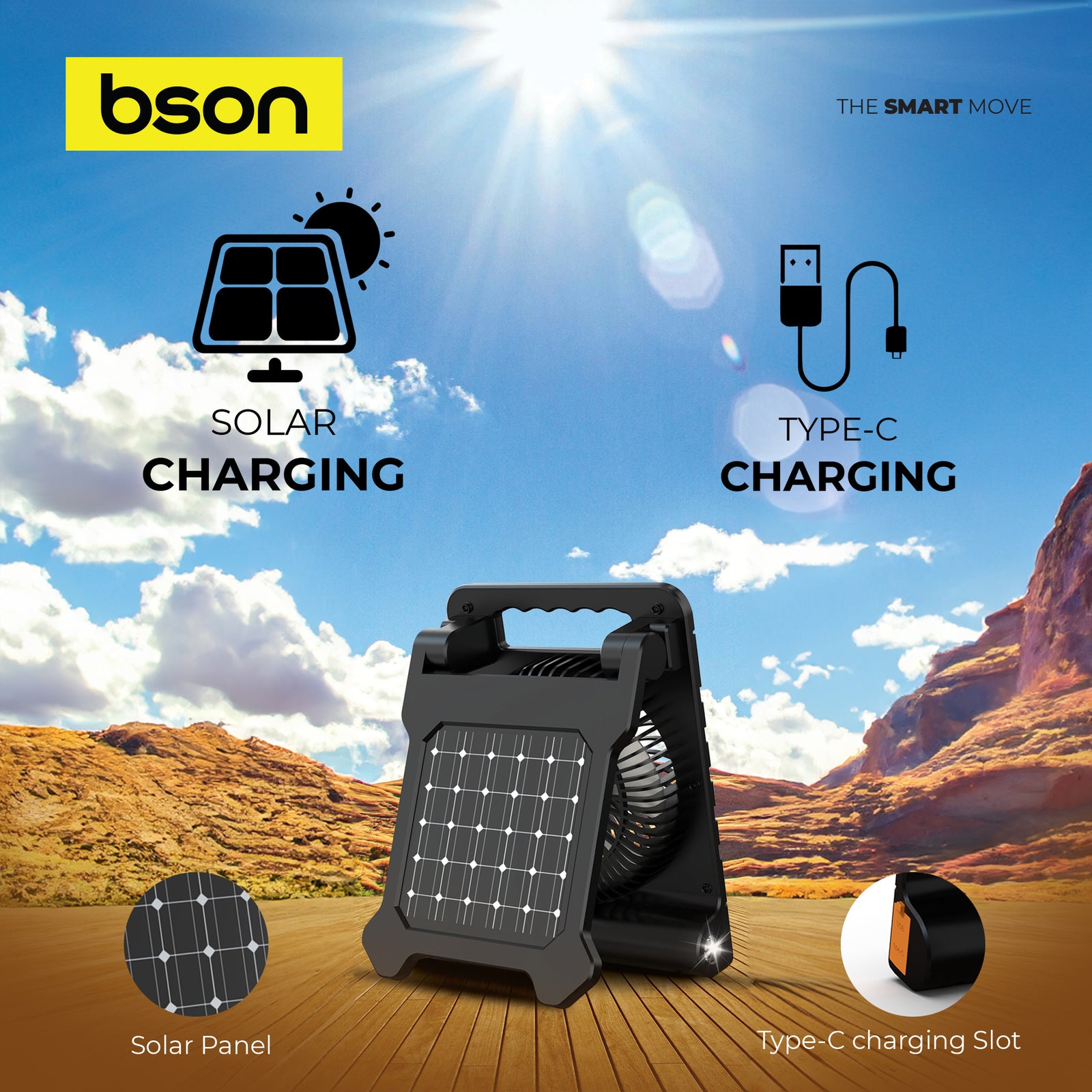Bson 3 in 1 Solar LED Fan - Image 3