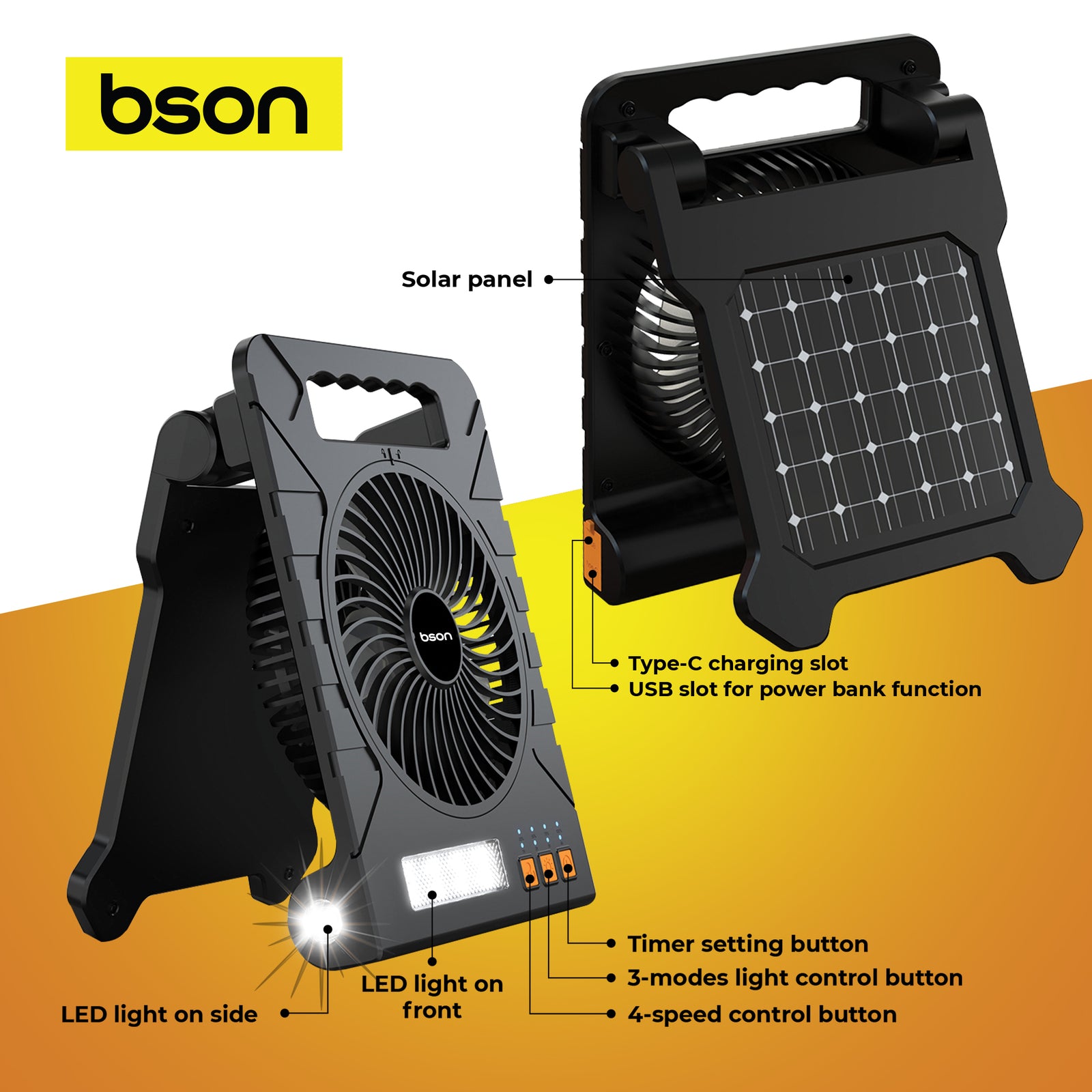 Bson 3 in 1 Solar LED Fan - Image 7