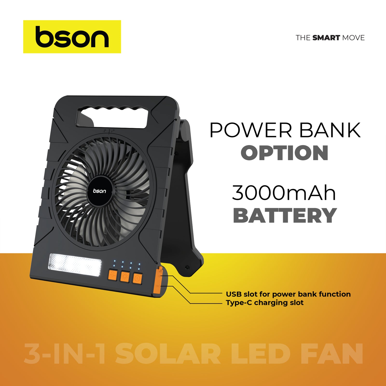 Bson 3 in 1 Solar LED Fan - Image 8