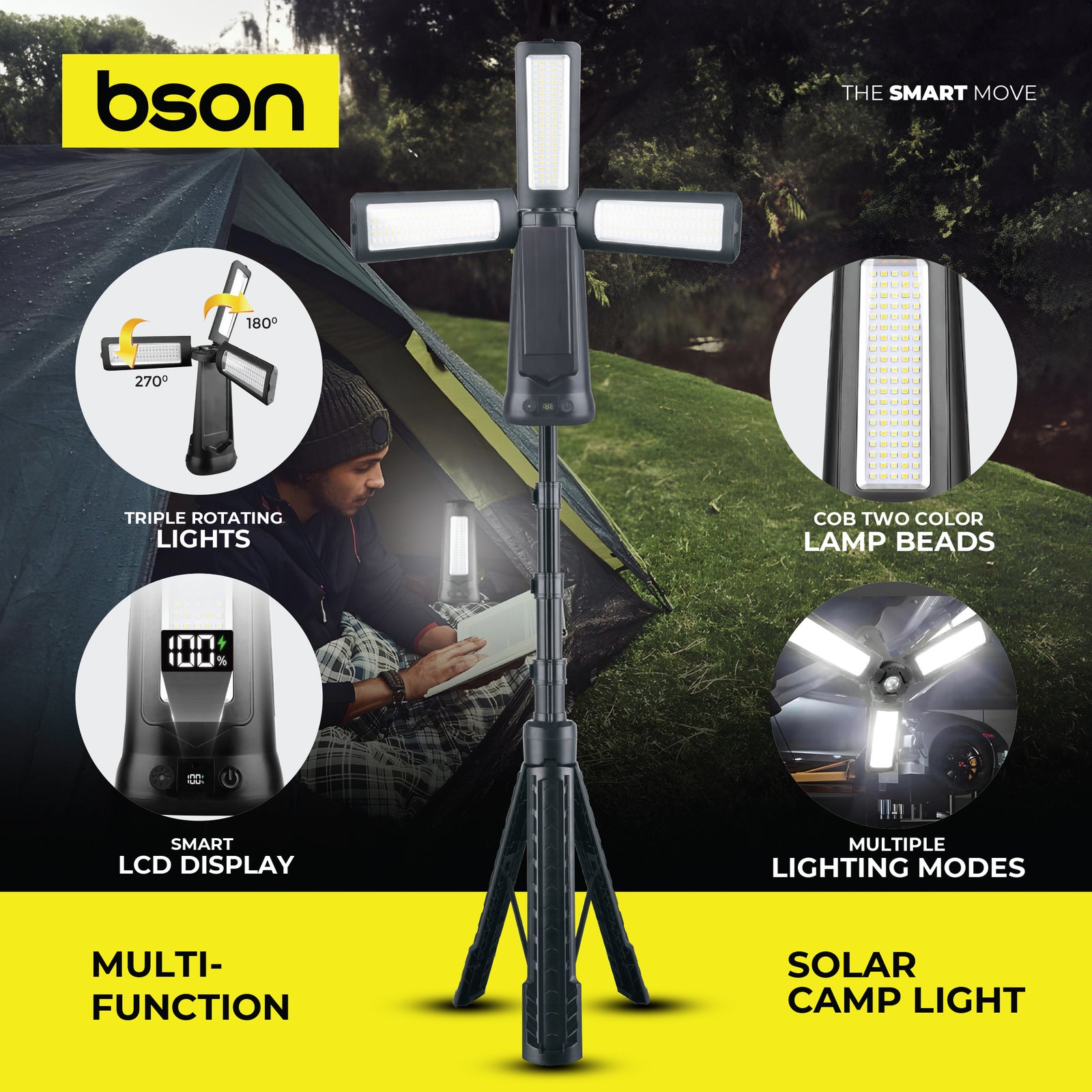 Bson Multi-Function Solar Camp Light – 4800 Lumens - Image 3