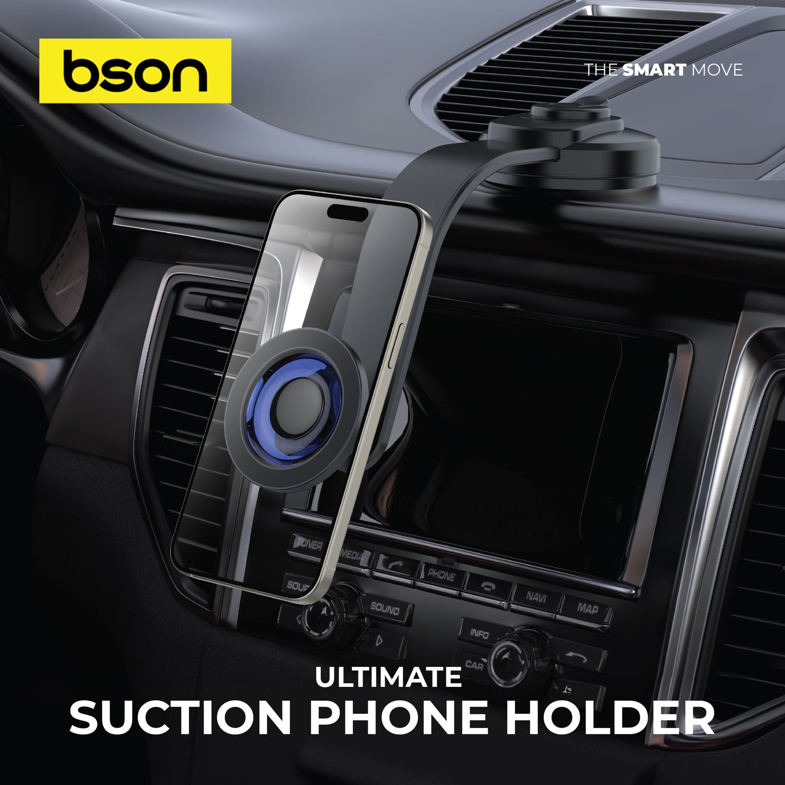 Bson Ultimate Suction Phone Holder – Strong MagSafe Magnetic Mount - Image 3