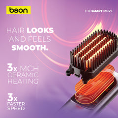 BSON Classy Portable Hair Comb-Cordless Smart Styling Brush with Digital Display, Hair Straightening and Hair Curler