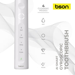 AI Smart Gyroscopic Toothbrush – 12x Whitening, 4 Cleaning Modes, 40° Vibro- sonic, Gyroscopic Function, Wake-Up Call, Travel Lock & Case, Long Battery, 26,400 SPM, IPX7 Waterproof
