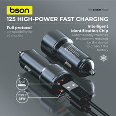 48W Fast Car Charger – 4X Fast Charging with Dual USB Ports (USB-A & USB-C), QC3.0 100W MAX + PD 25W, Smart Safety Protections Included