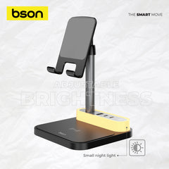 Bson Wireless Power Deck, 15W Fast Qi Wireless Charger with 4 Charging Ports & Adjustable Night Lantern, All-in-One Charging Station