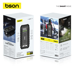 Bson Turbo Kick Jump Starter – 16000mAh, QDSP Quick Start, Up to 8L Gas/Diesel Engines, 3-Mode Dual Brightness LED Light, Power Bank Function