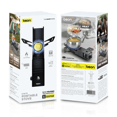Bson Ignite Portable Stove – 2.1KW High-Power Burner, Folding Technology, Windproof, Energy-Saving, Stainless Steel, Electronic Ignition, Carry Bag, Fits Pots 11.5–24cm