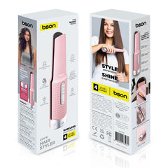 Bson Lock Hair Styler – Wireless Portable Hair Straightener & Curler with 4-Level Heat Adjustment, LED Indicators, Type-C Charging & Lock System